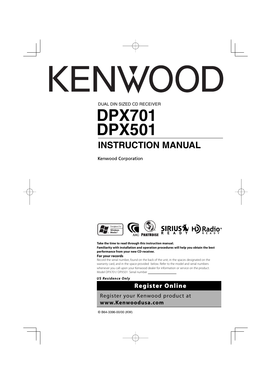 Kenwood DPX701 DPX501 User Manual | 64 pages