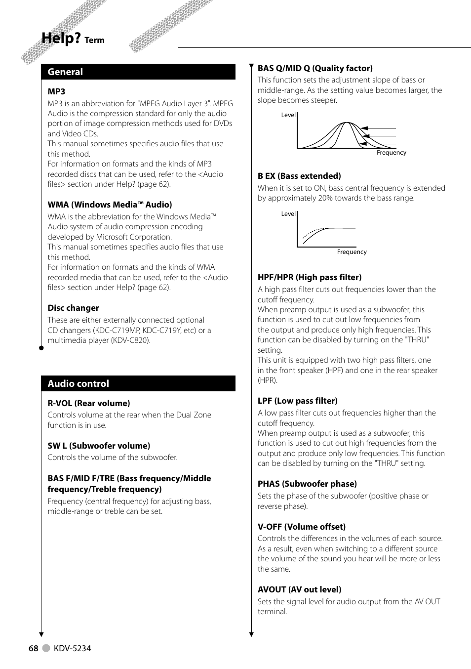 Help | Kenwood KDV-5234 User Manual | Page 68 / 84