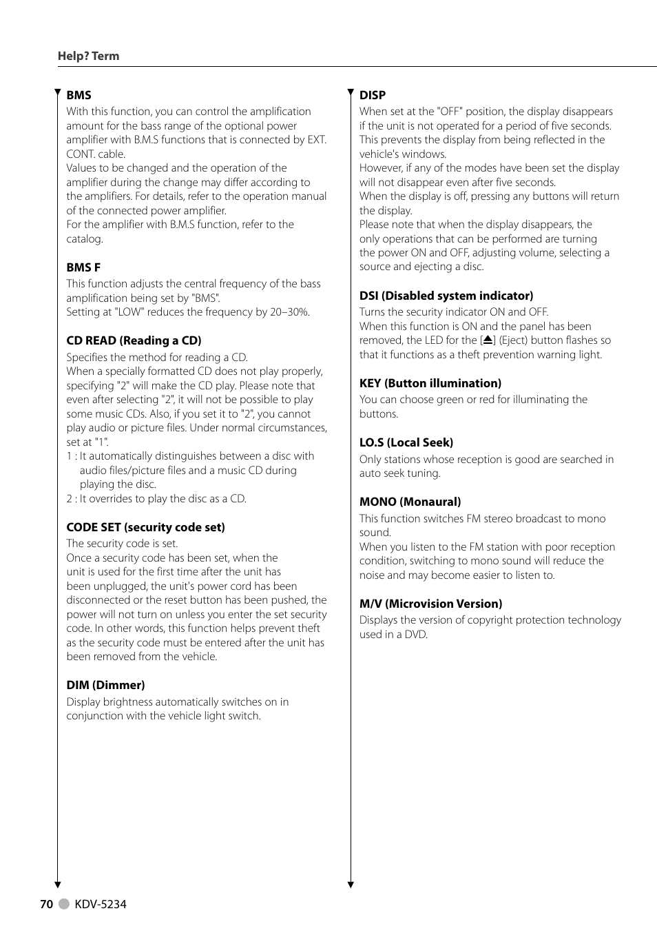 Kenwood KDV-5234 User Manual | Page 70 / 84