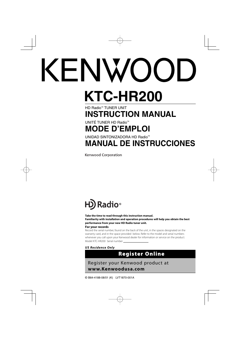 Kenwood KTC-HR200 User Manual | 52 pages