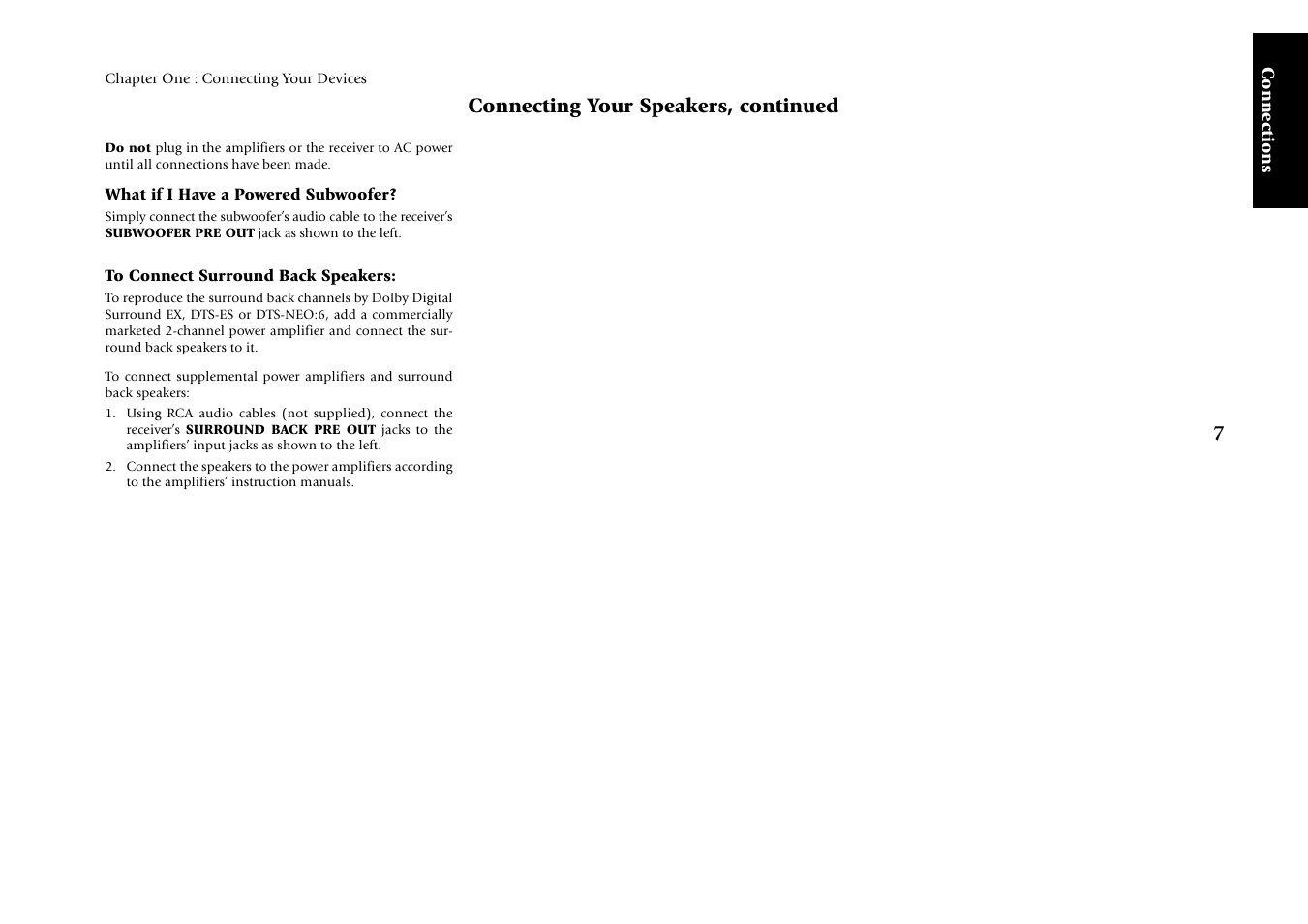 Connecting your speakers, continued, Connections | Kenwood KRF-X7775D User Manual | Page 101 / 146