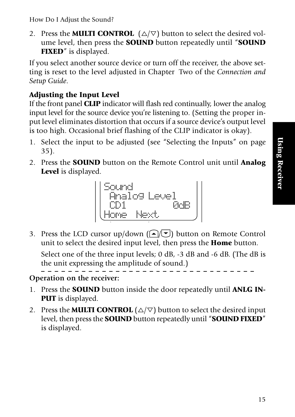 Sound analog level cd1 0db home next | Kenwood KRF-X7775D User Manual | Page 23 / 146