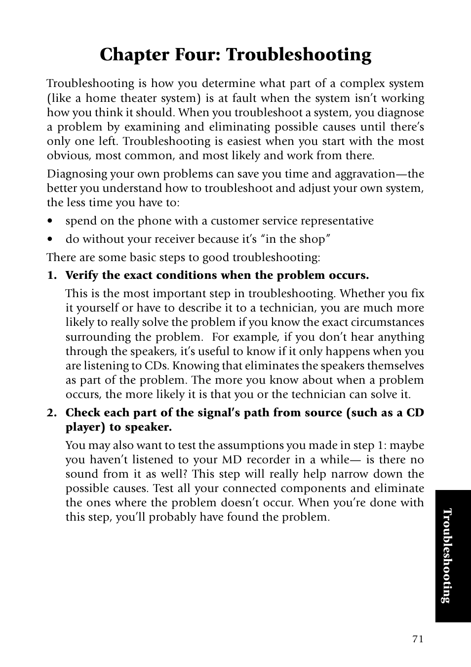 Chapter four: troubleshooting | Kenwood KRF-X7775D User Manual | Page 79 / 146