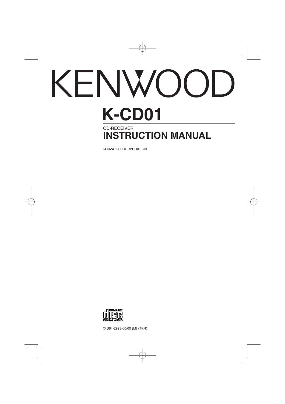 Kenwood K-CD01 User Manual | 28 pages