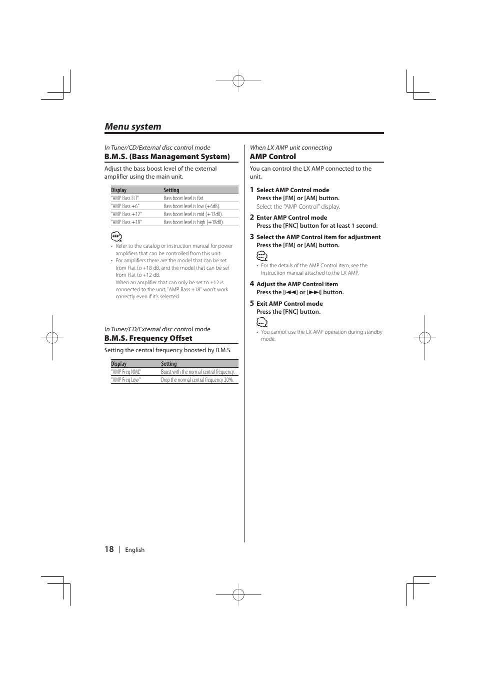 Menu system | Kenwood K-CD01 User Manual | Page 18 / 28