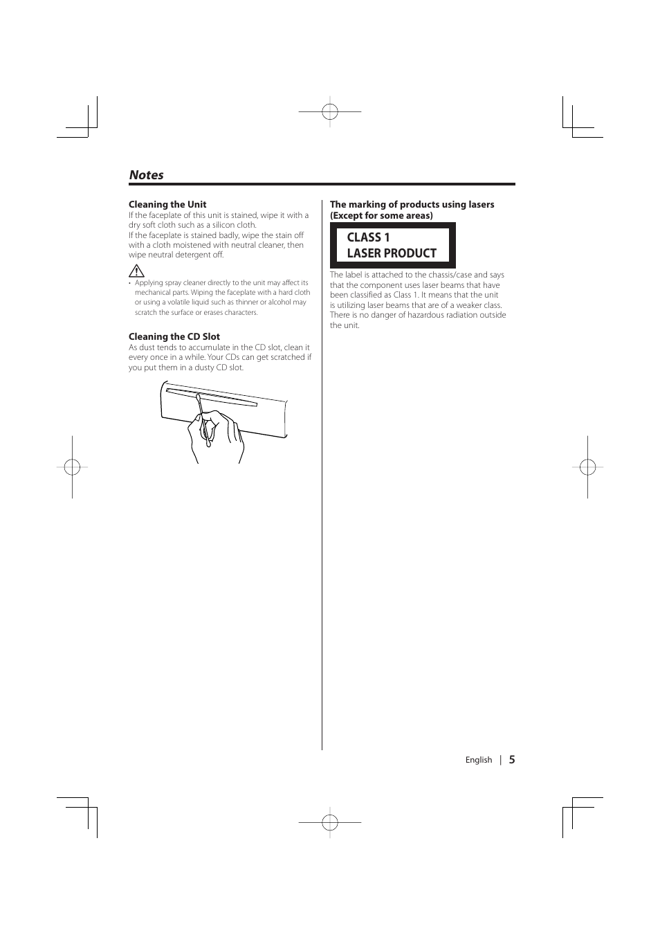 Class 1 laser product | Kenwood K-CD01 User Manual | Page 5 / 28