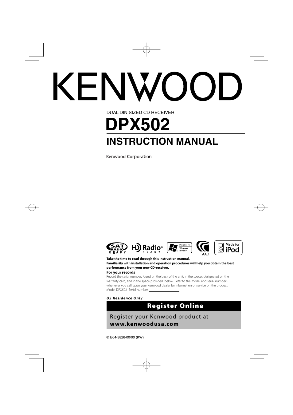 Kenwood DPX502 User Manual | 40 pages