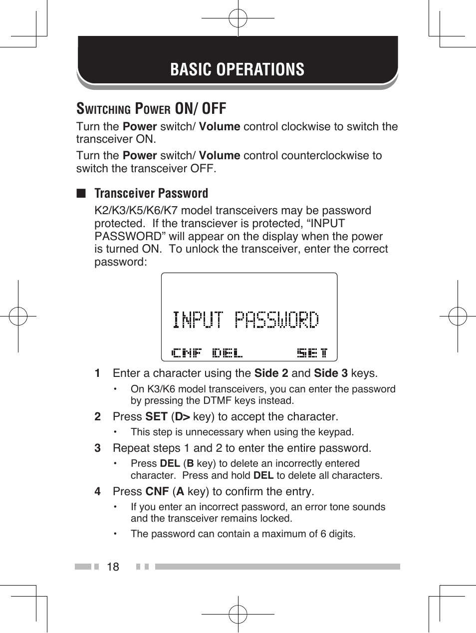Basic operations, On/ off | Kenwood TK-5310 User Manual | Page 26 / 64