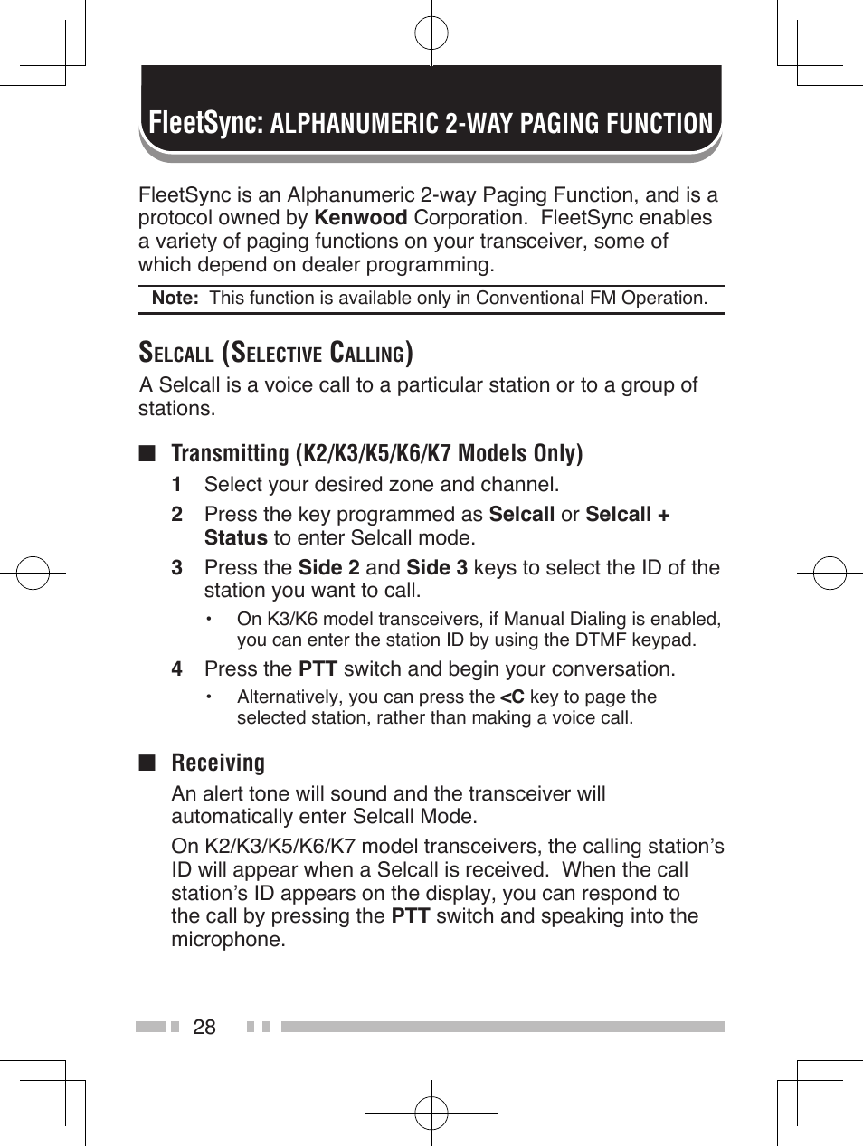 Fleetsync, Alphanumeric 2-way paging function | Kenwood TK-5310 User Manual | Page 36 / 64