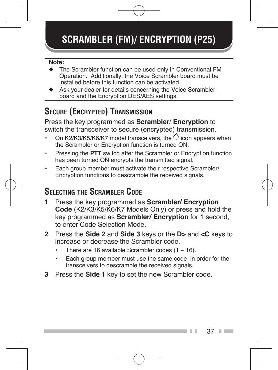 Scrambler (fm)/ encryption (p25) | Kenwood TK-5310 User Manual | Page 45 / 64