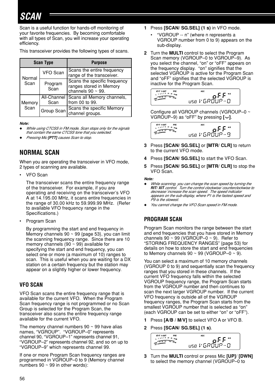 Scan, Normal scan | Kenwood TS-480SAT User Manual | Page 64 / 104