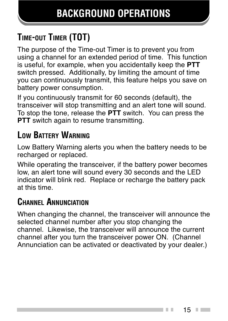 Background operations, Tot) | Kenwood TK-3200 User Manual | Page 23 / 42