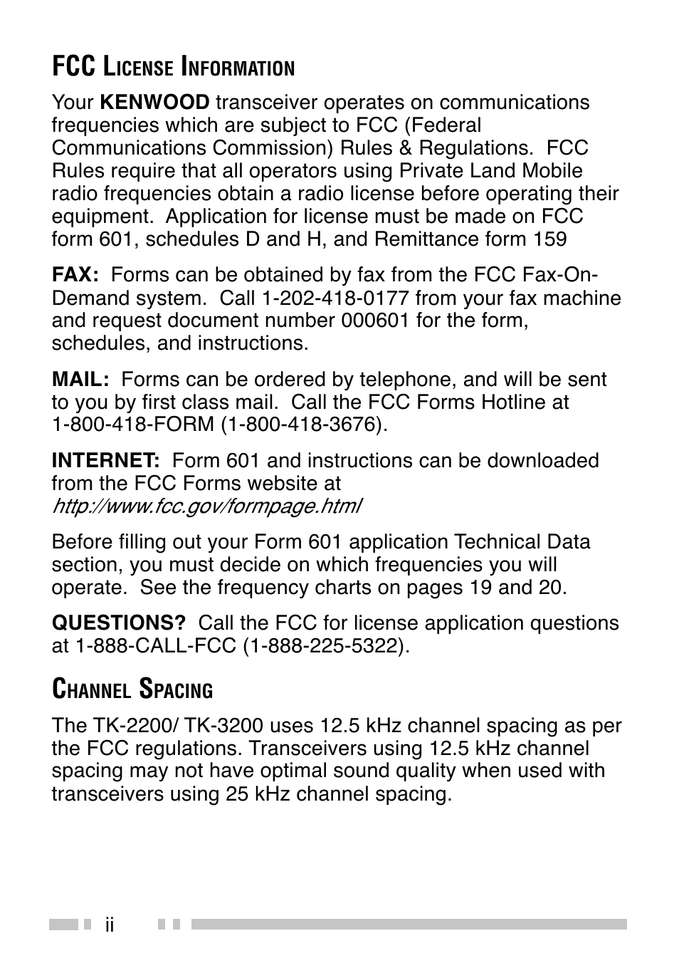 Fcc l | Kenwood TK-3200 User Manual | Page 4 / 42