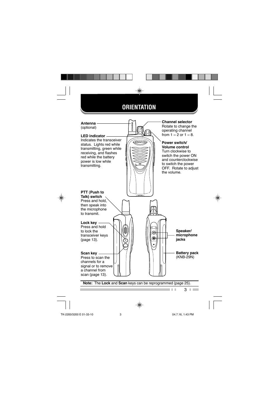 Orientation | Kenwood TK-2200 User Manual | Page 11 / 41