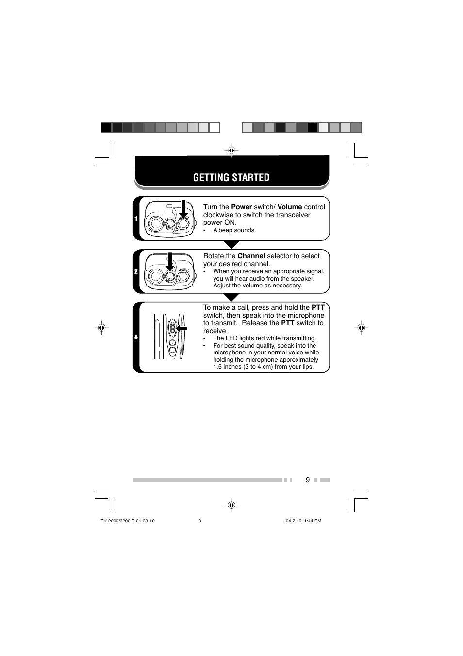 Getting started | Kenwood TK-2200 User Manual | Page 17 / 41