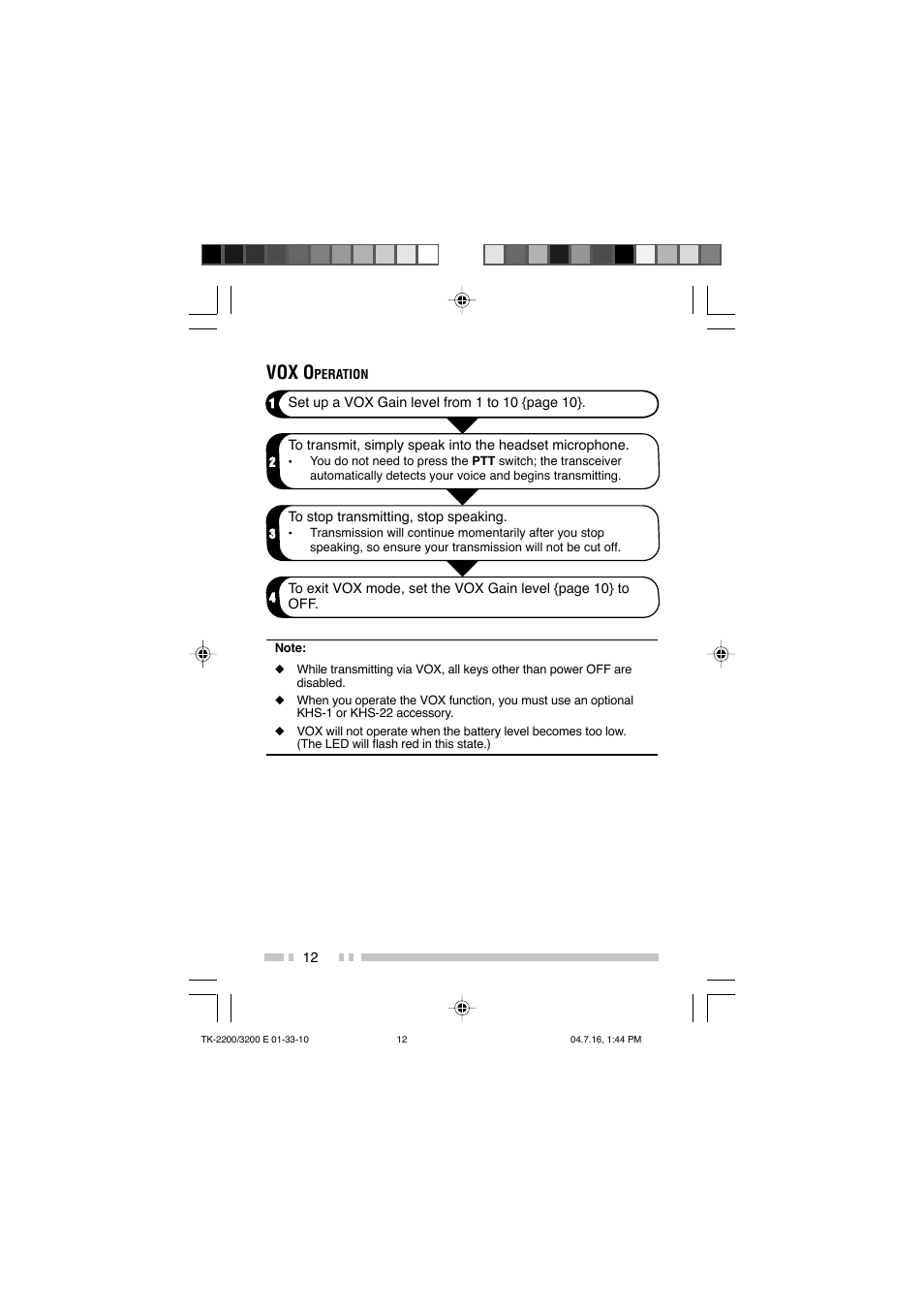 Vox o | Kenwood TK-2200 User Manual | Page 20 / 41