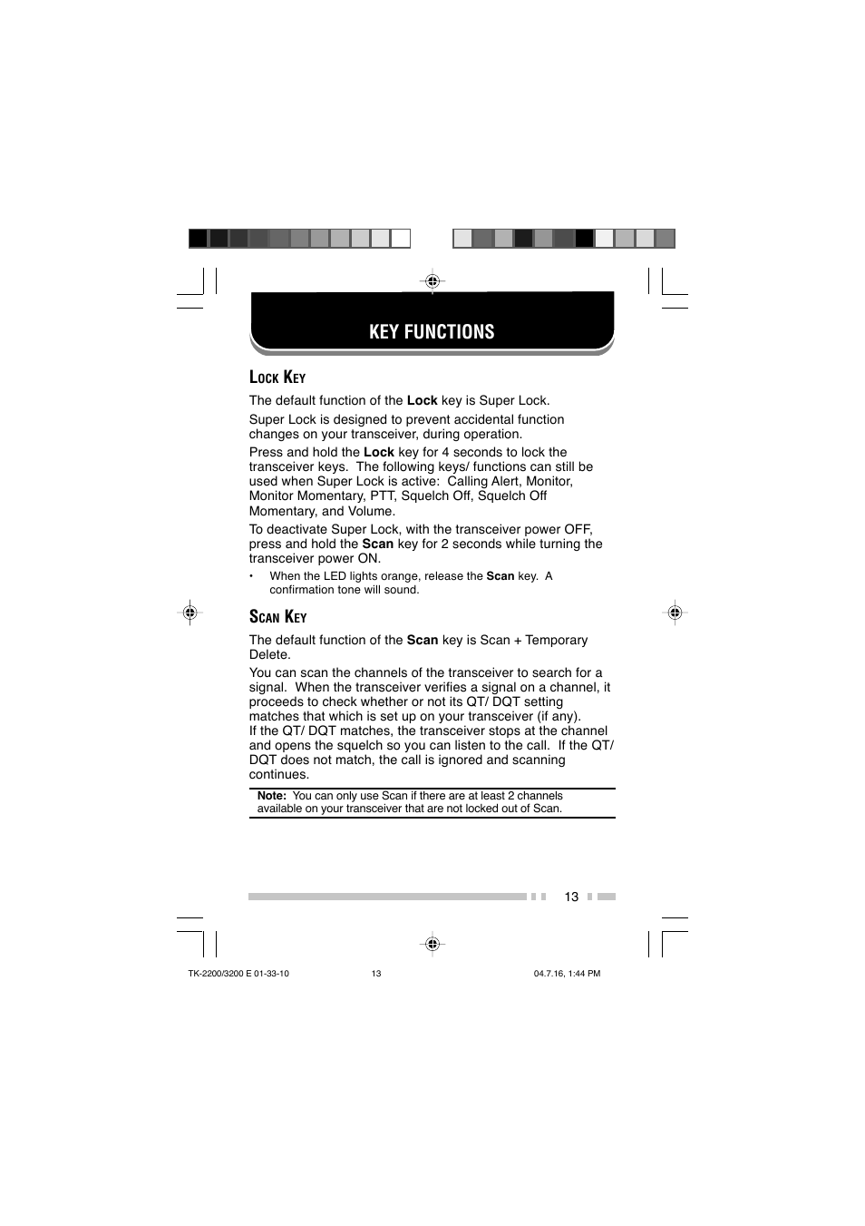 Key functions | Kenwood TK-2200 User Manual | Page 21 / 41