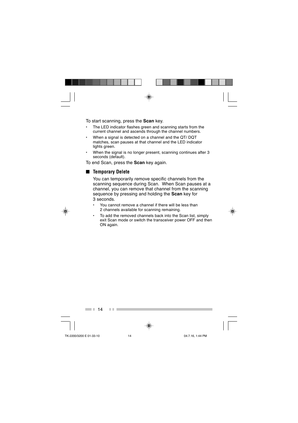 Temporary delete | Kenwood TK-2200 User Manual | Page 22 / 41