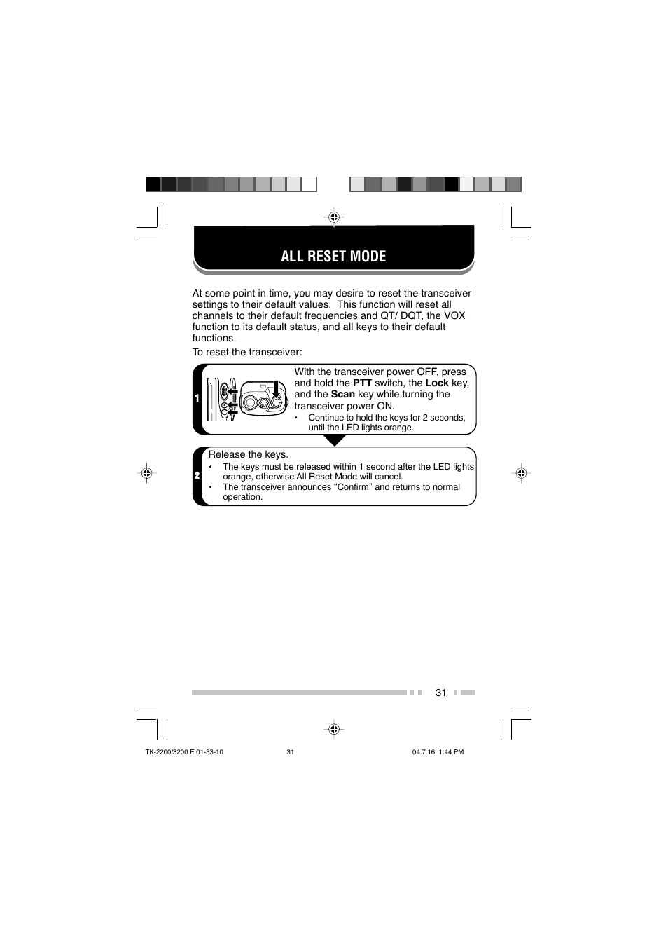 All reset mode | Kenwood TK-2200 User Manual | Page 39 / 41