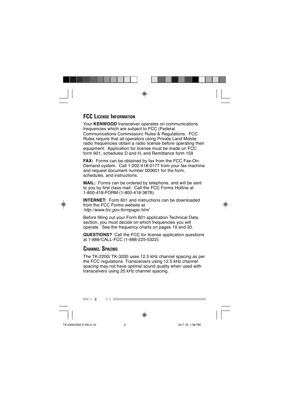 Fcc l | Kenwood TK-2200 User Manual | Page 4 / 41