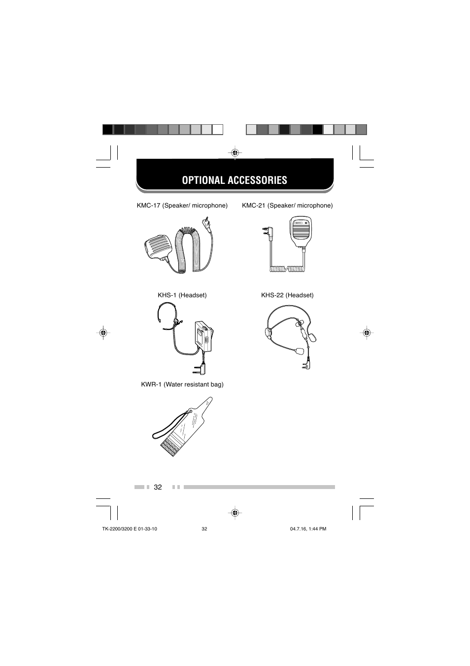 Optional accessories | Kenwood TK-2200 User Manual | Page 40 / 41