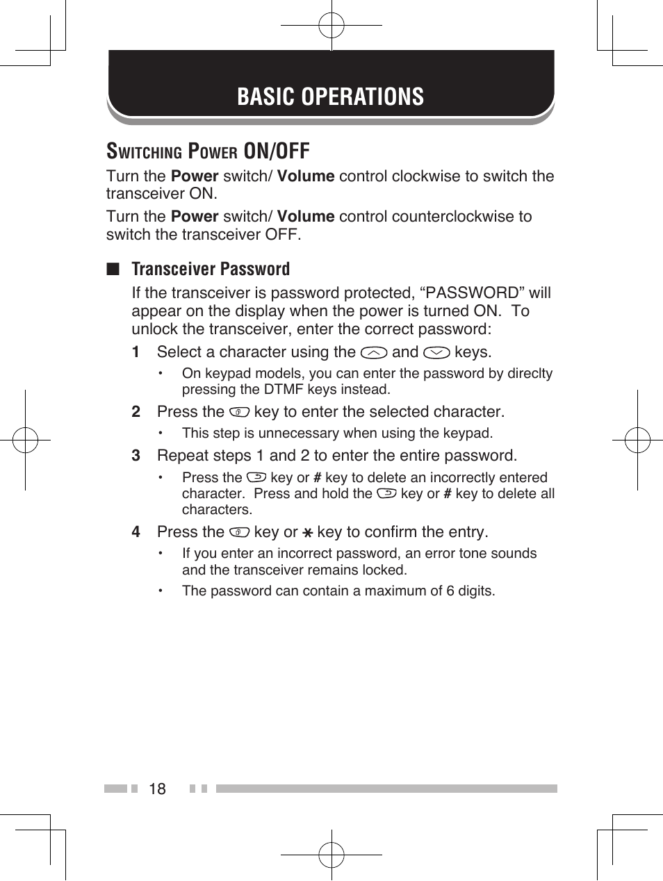 Basic operations, On/off | Kenwood NEXEDGE NX-200 User Manual | Page 27 / 59