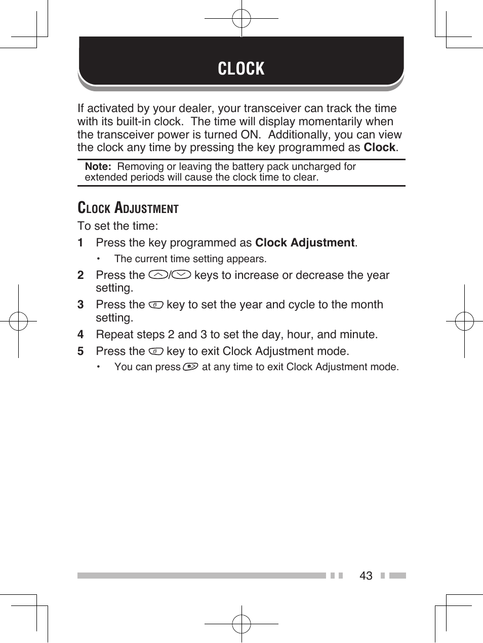 Clock | Kenwood NEXEDGE NX-200 User Manual | Page 52 / 59