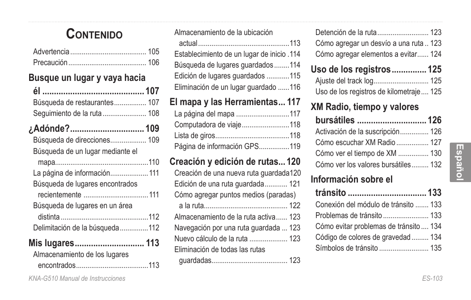 Espanol | Kenwood KNA-G510 User Manual | Page 109 / 160