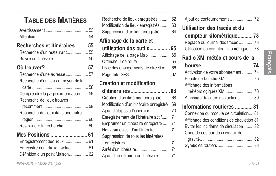 Francais | Kenwood KNA-G510 User Manual | Page 57 / 160