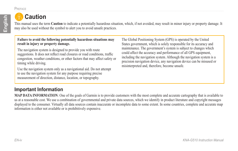 Caution, Important information | Kenwood KNA-G510 User Manual | Page 6 / 160