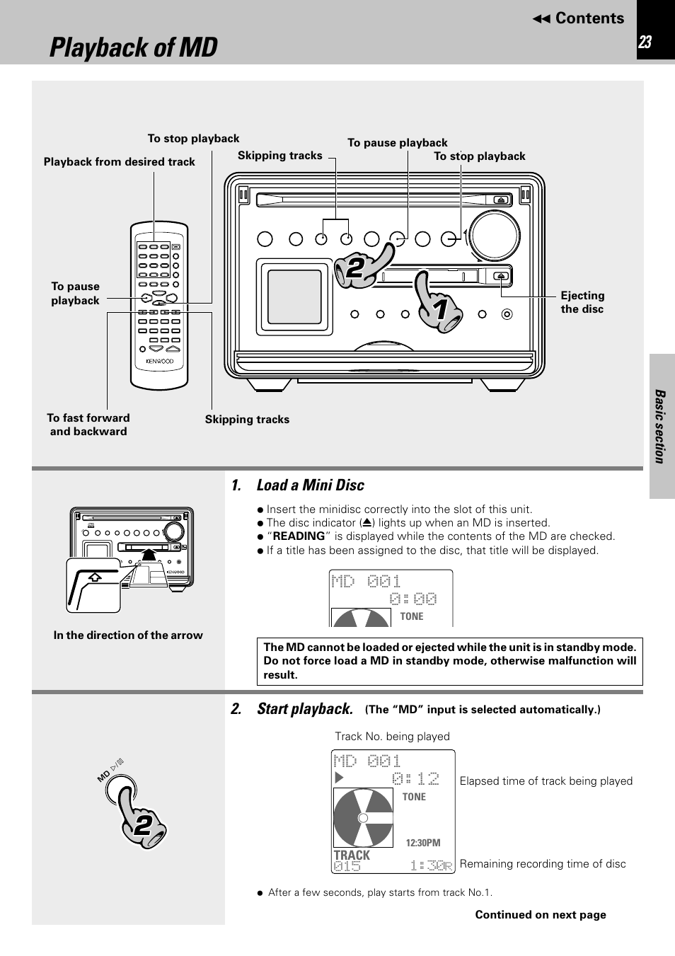 Playback of md | Kenwood HM-582MD User Manual | Page 23 / 84