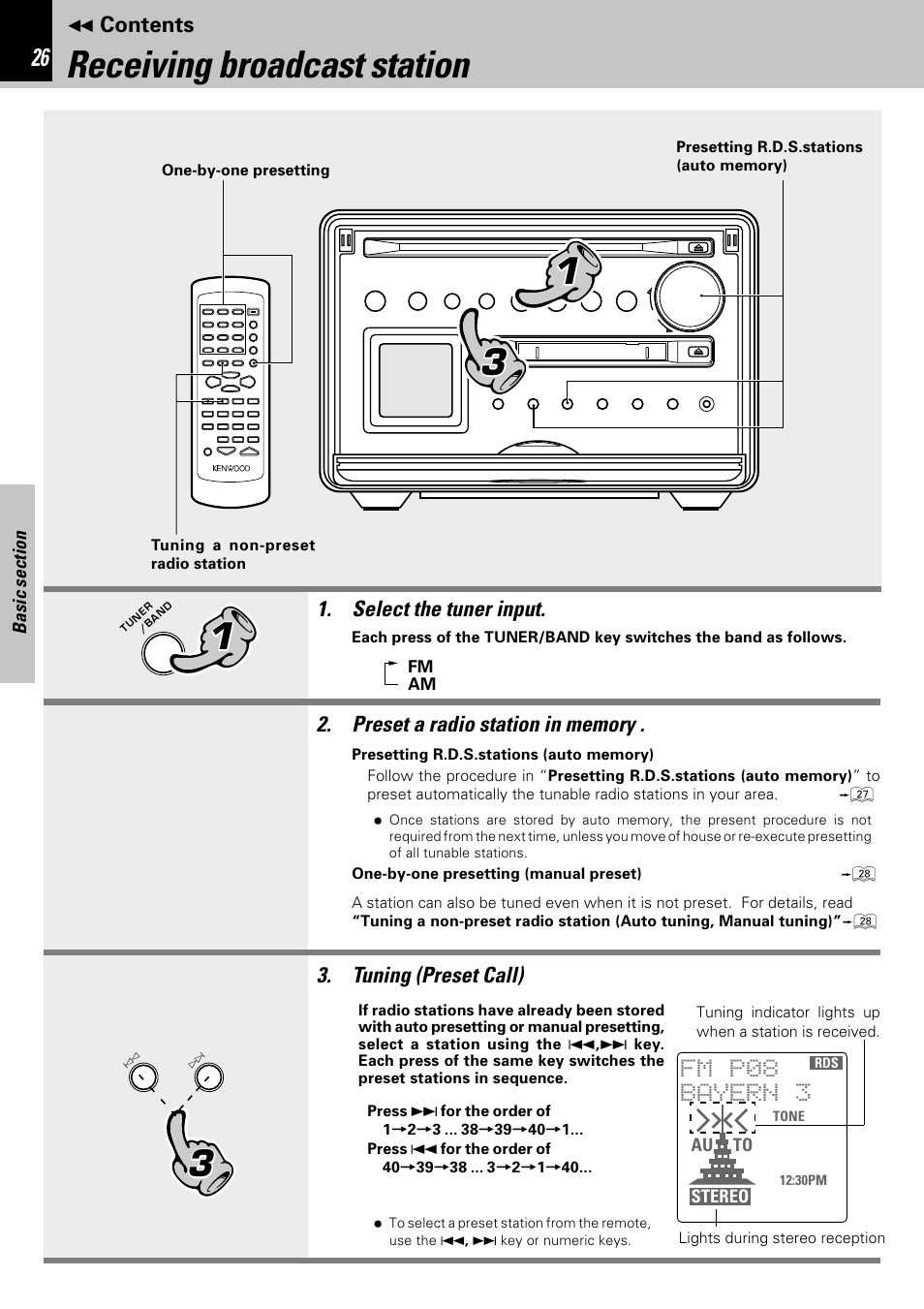 Receiving broadcast station | Kenwood HM-582MD User Manual | Page 26 / 84