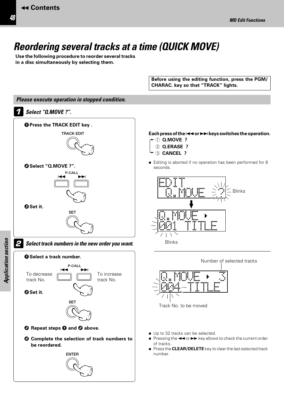 Reordering several tracks at a time (quick move) | Kenwood HM-582MD User Manual | Page 48 / 84