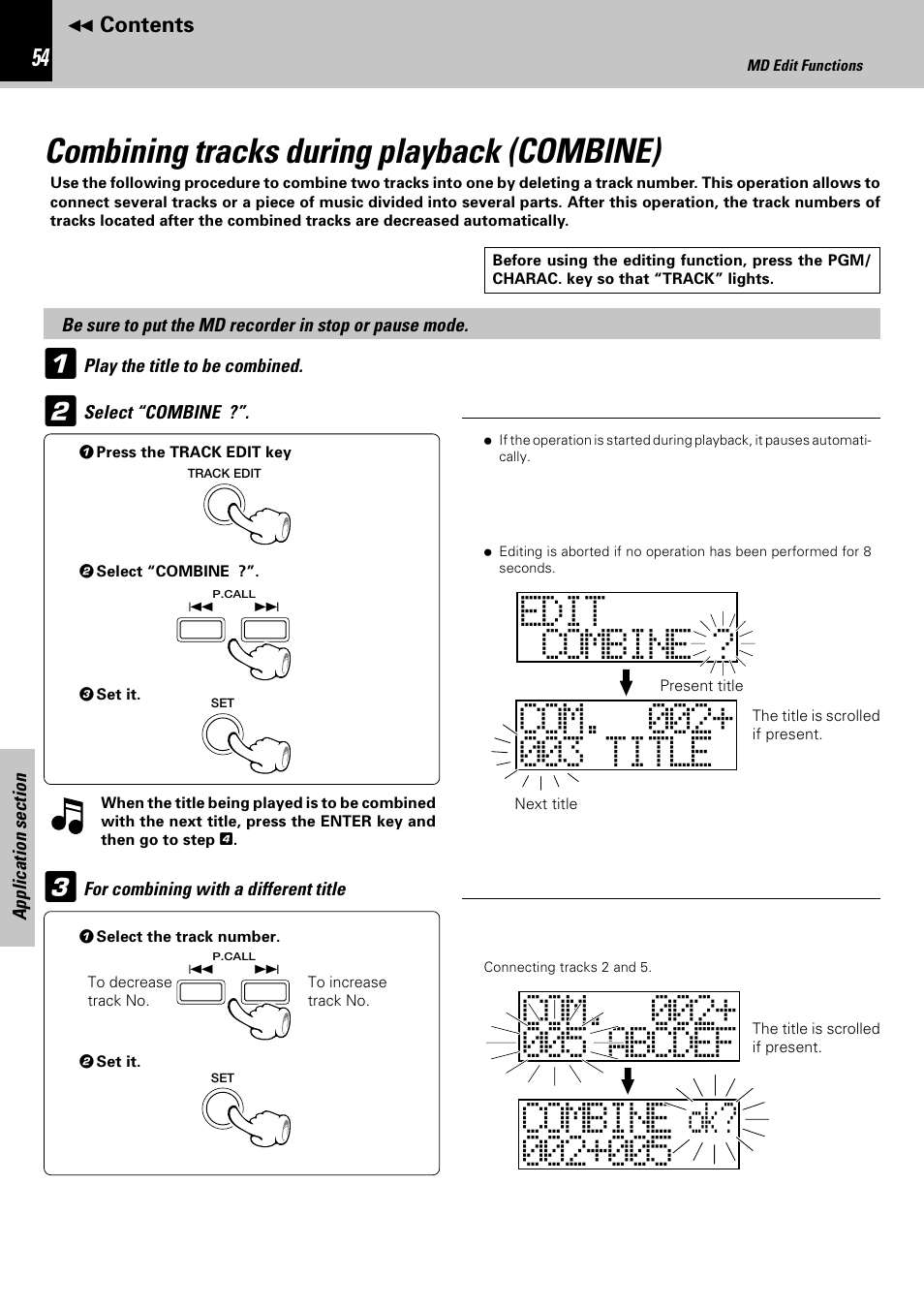 Combining tracks during playback (combine) | Kenwood HM-582MD User Manual | Page 54 / 84