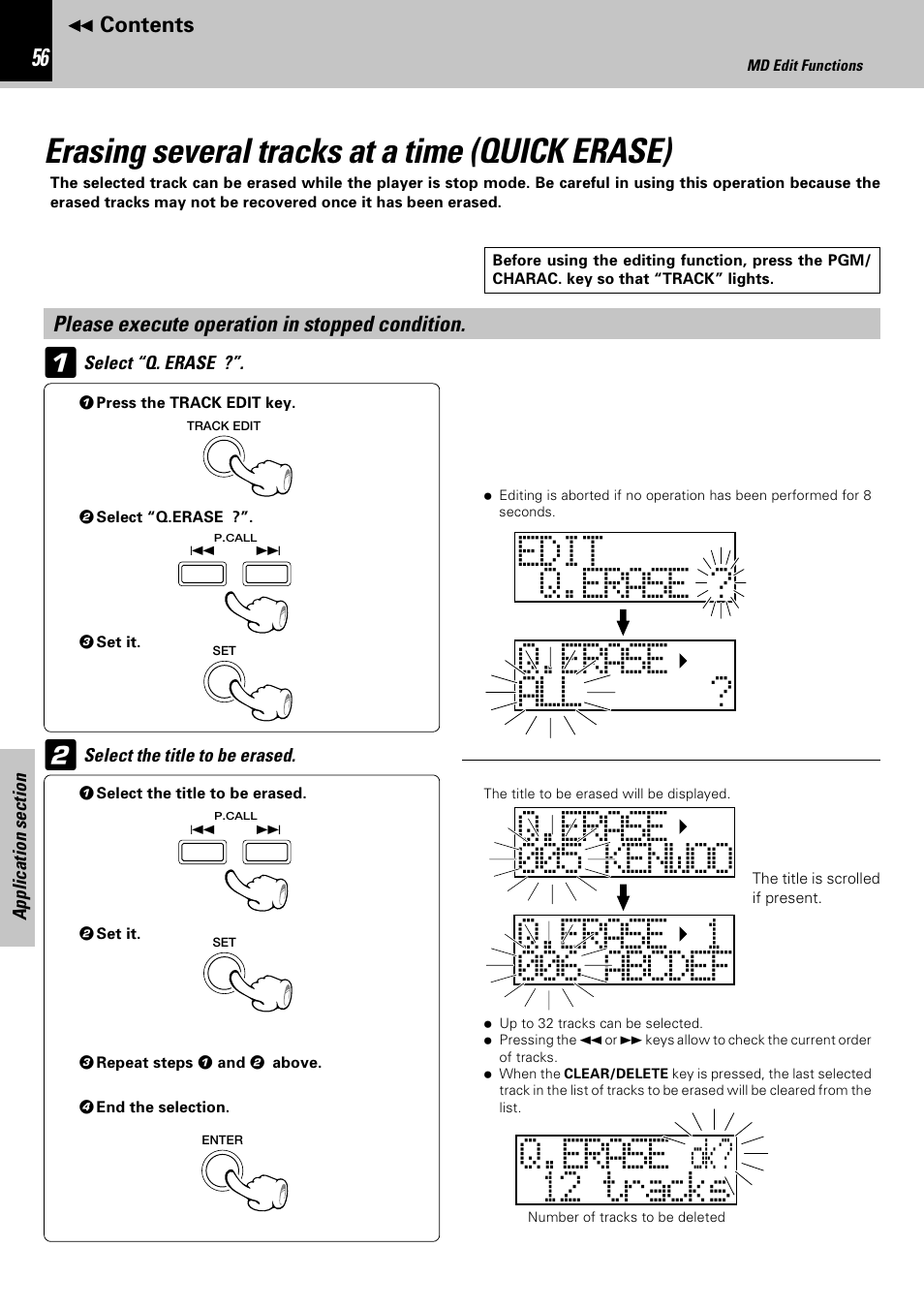 Erasing several tracks at a time (quick erase) | Kenwood HM-582MD User Manual | Page 56 / 84