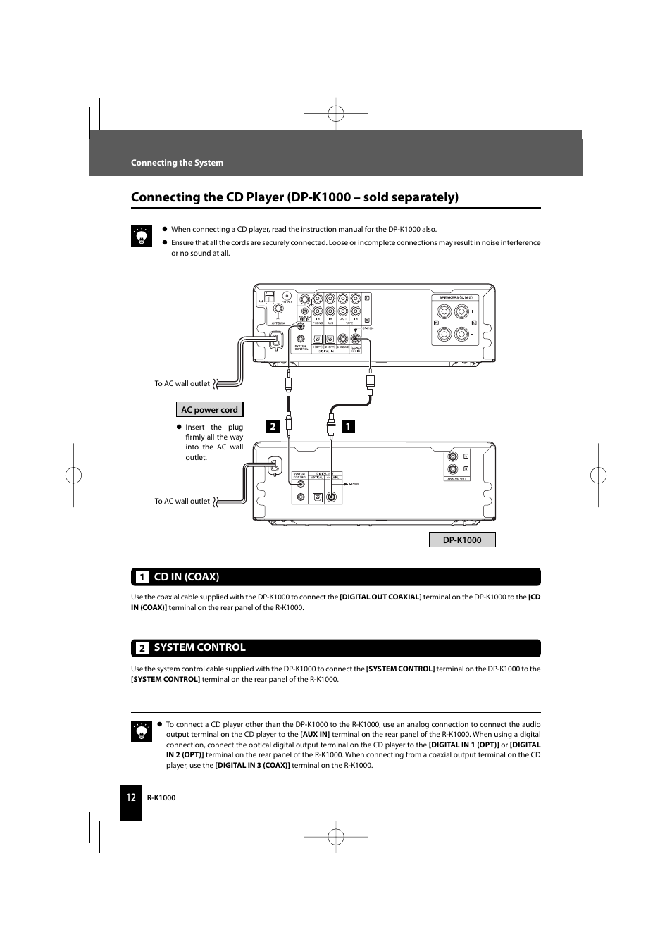 Kenwood AMPLIFIER/TUNER R-K1000 User Manual | Page 12 / 68