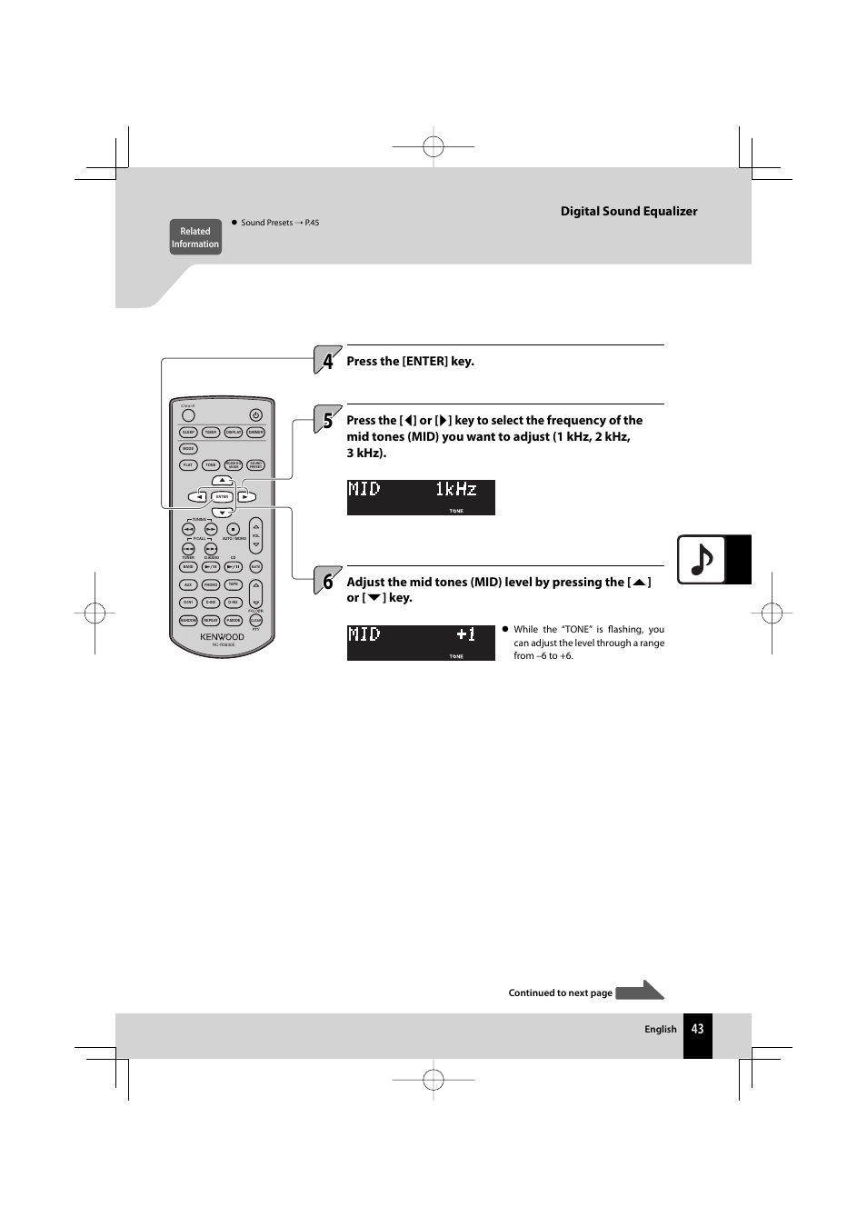 Digital sound equalizer | Kenwood AMPLIFIER/TUNER R-K1000 User Manual | Page 43 / 68