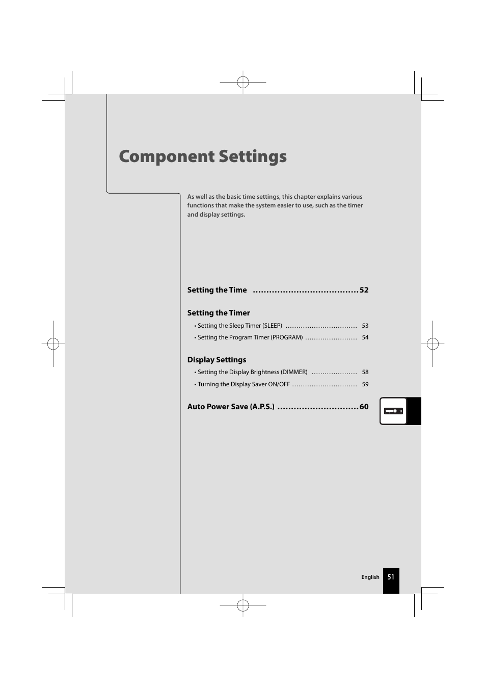 Component settings | Kenwood AMPLIFIER/TUNER R-K1000 User Manual | Page 51 / 68