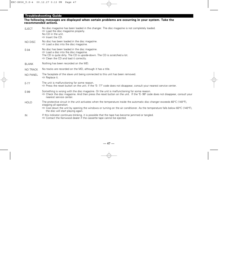 Kenwood KRC-708 User Manual | Page 47 / 49