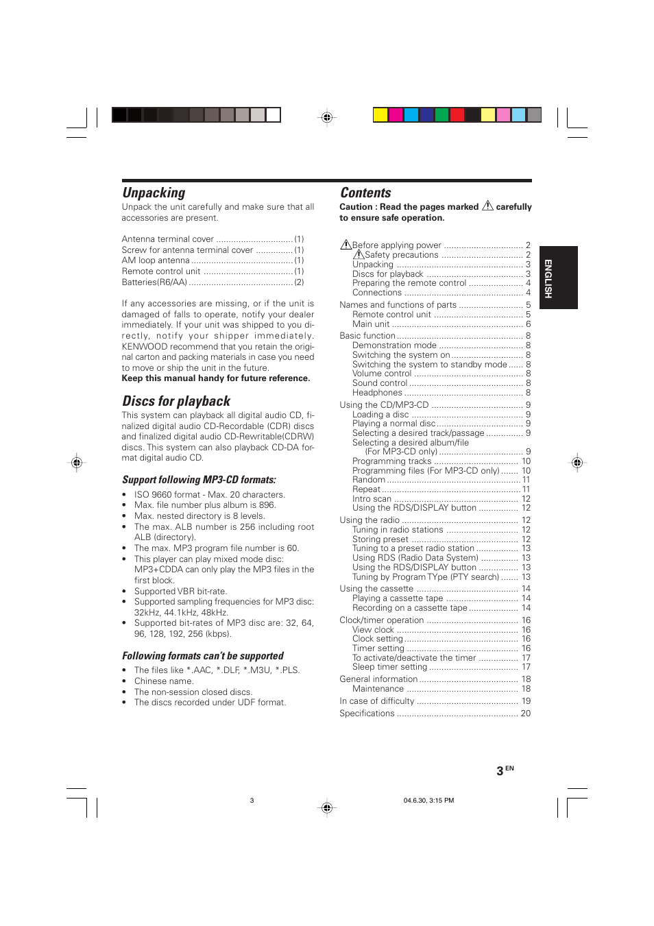 Kenwood HM-437MP User Manual | Page 3 / 20