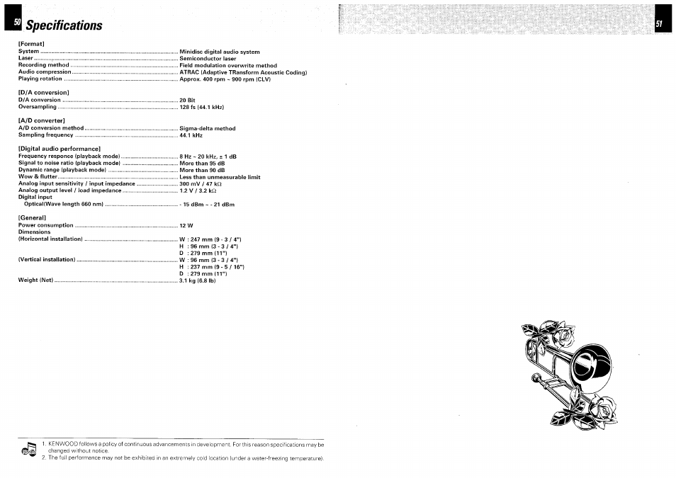 Specifications | Kenwood DM-VH7 User Manual | Page 26 / 26