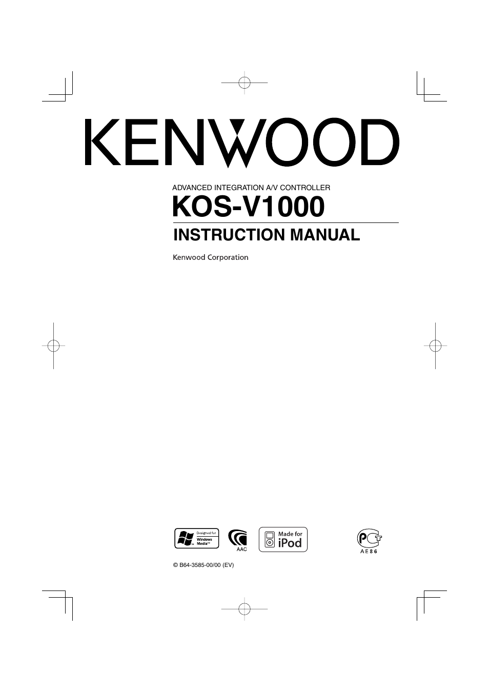 Kenwood CarPortal KOS-V1000 User Manual | 92 pages