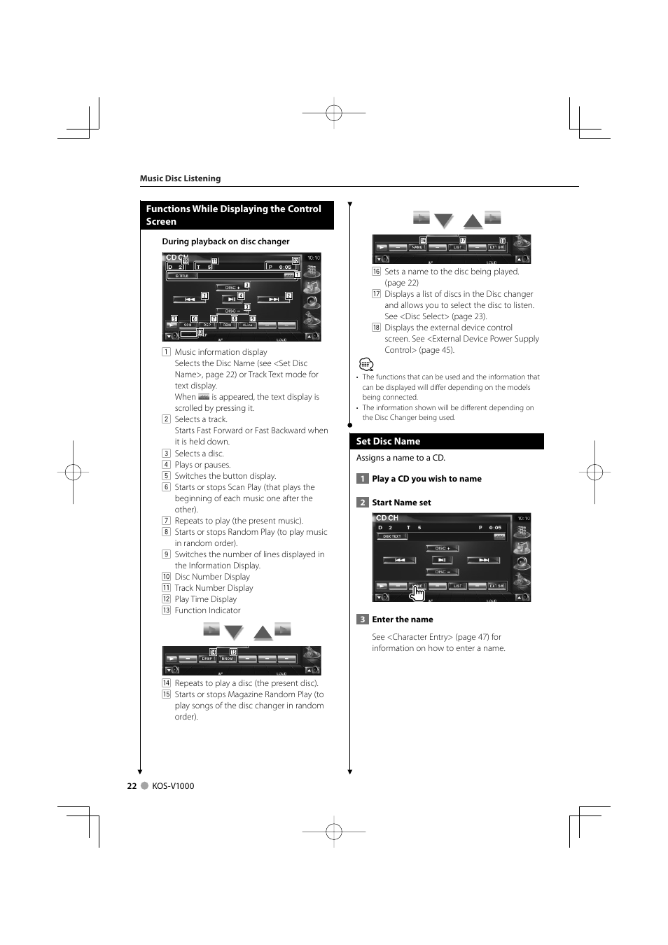 Kenwood CarPortal KOS-V1000 User Manual | Page 22 / 92