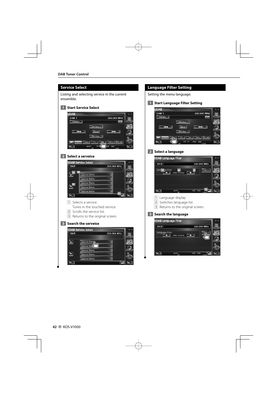 Kenwood CarPortal KOS-V1000 User Manual | Page 42 / 92