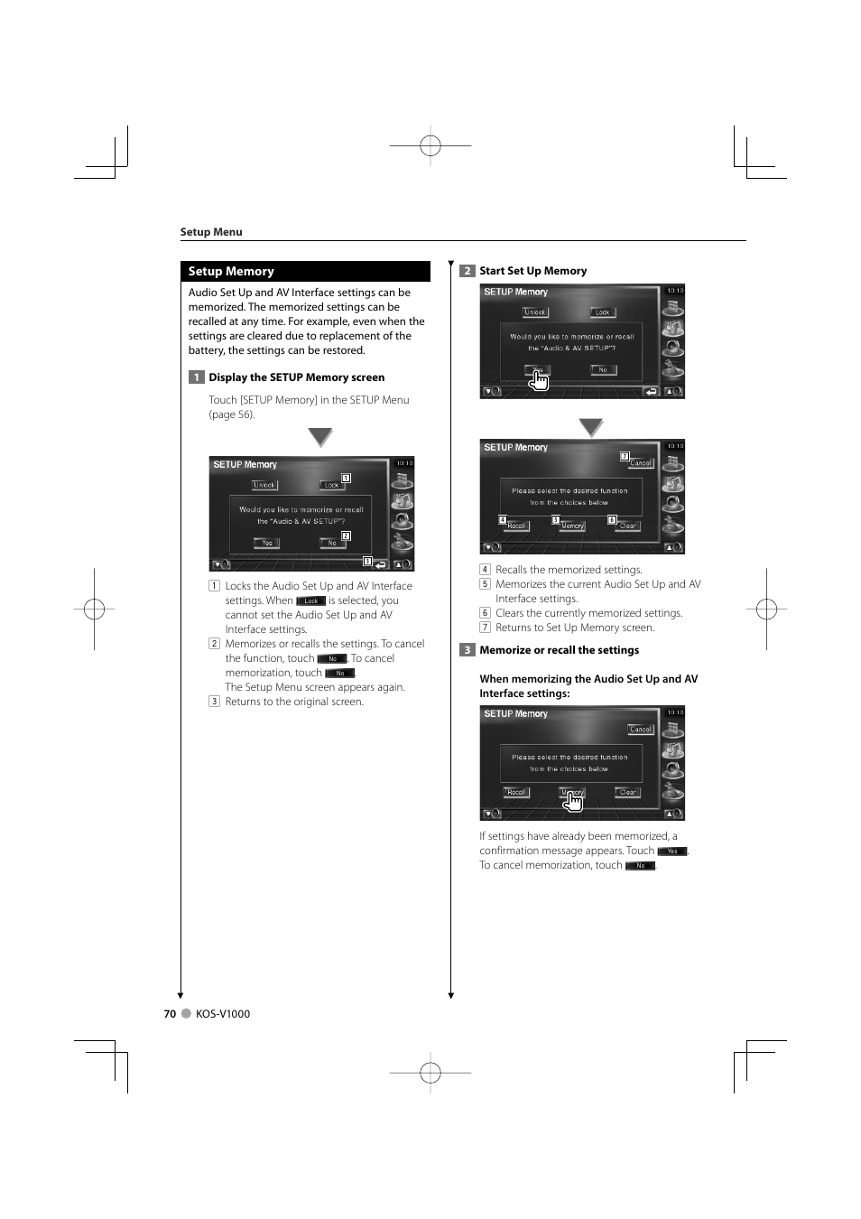 Kenwood CarPortal KOS-V1000 User Manual | Page 70 / 92