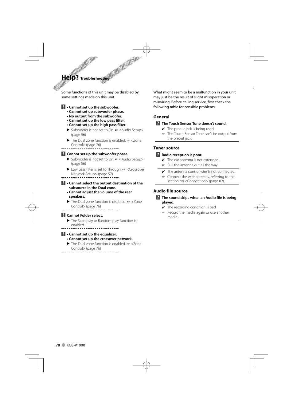 Help | Kenwood CarPortal KOS-V1000 User Manual | Page 78 / 92