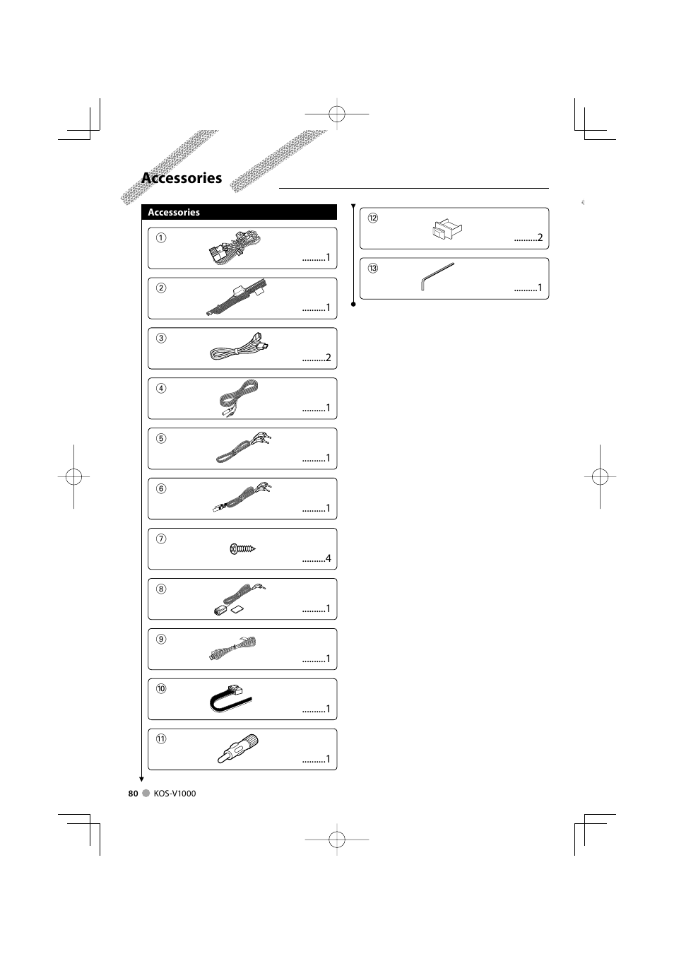 Accessories | Kenwood CarPortal KOS-V1000 User Manual | Page 80 / 92