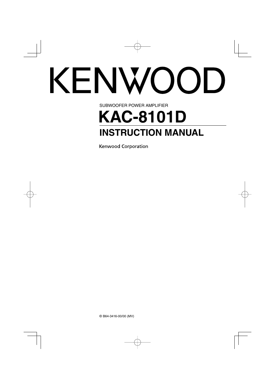 Kenwood KAC8101D User Manual | 10 pages