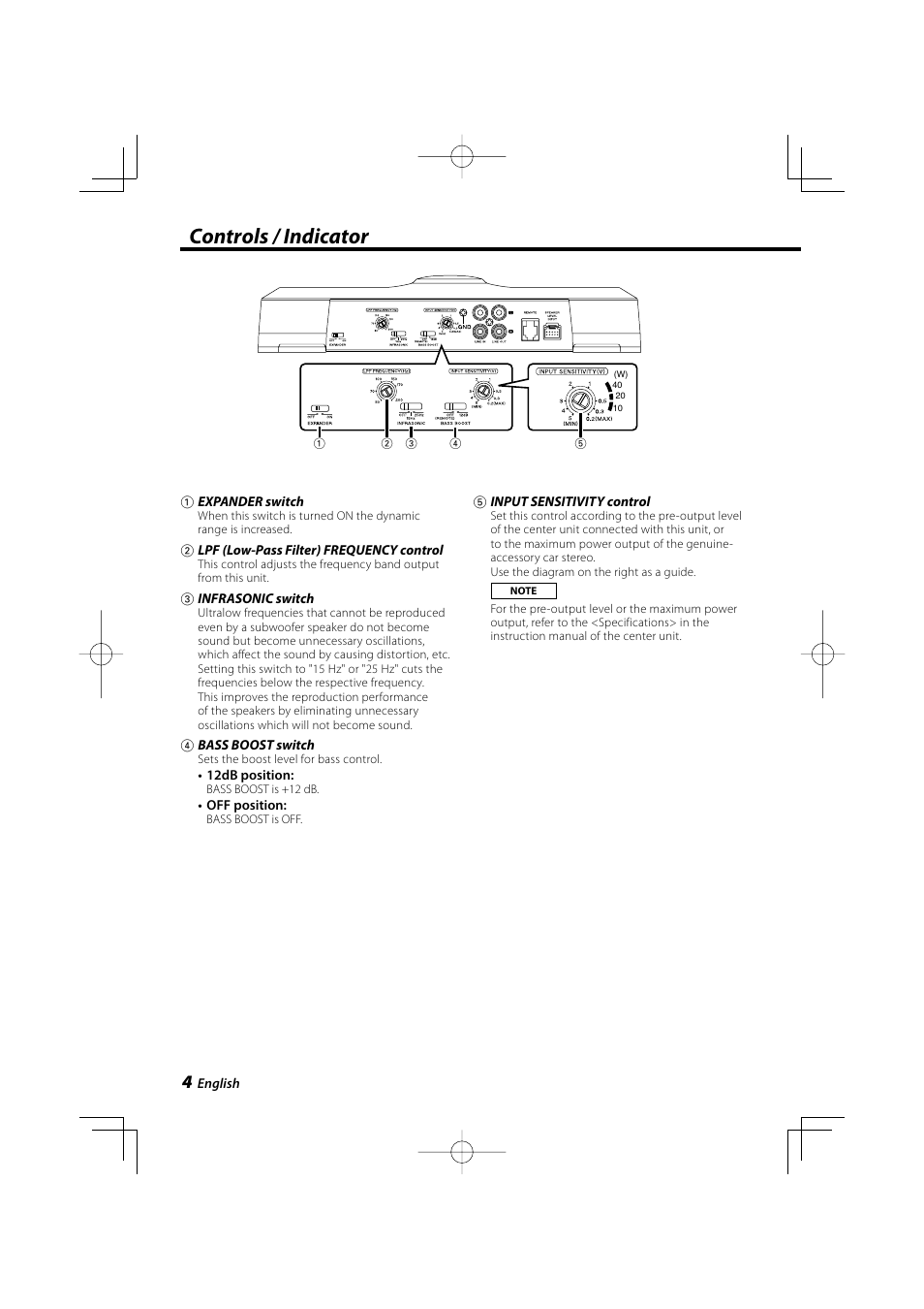 Controls / indicator | Kenwood KAC8101D User Manual | Page 4 / 10