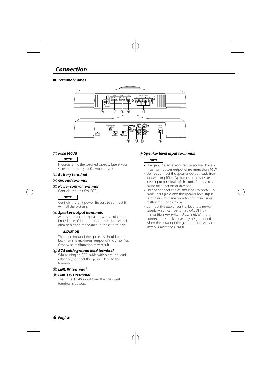 Connection | Kenwood KAC8101D User Manual | Page 6 / 10